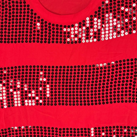 Lane Bryant Red Sequin Embellished Long Sleeve Plus Size Top Christmas 22/24 - Picture 2 of 8